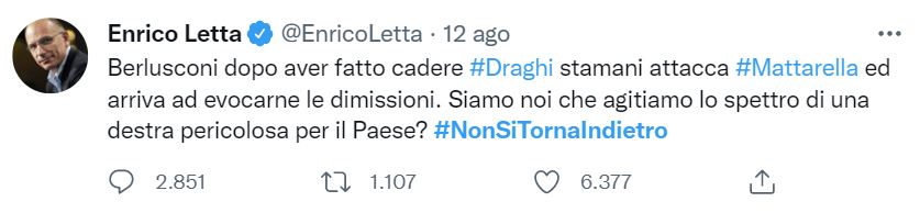 #NonSiTornaIndietro cialtronata Enrico Letta